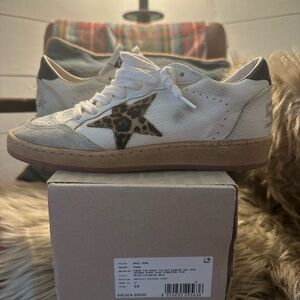 Golden Goose White Sneakers with Leopard Star